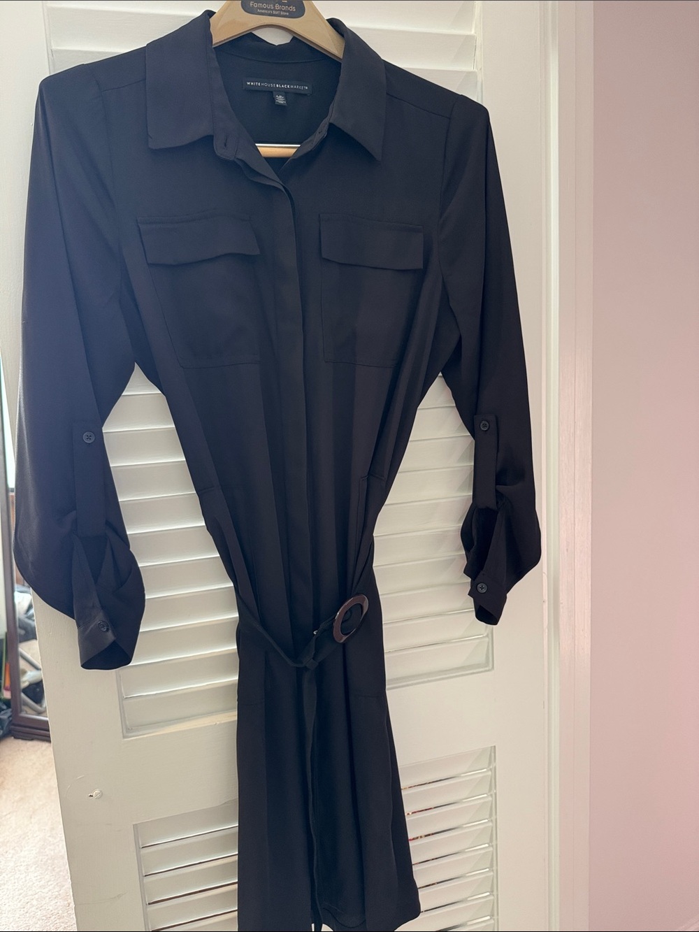 a new day Black Midi Shirt Dress with Belt